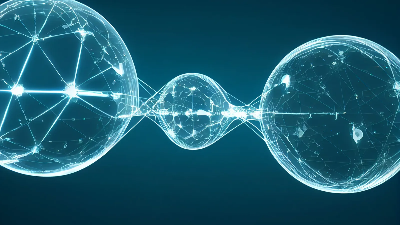 Abstract connected luminous structures representing coordinated Odoo support and continuous improvement