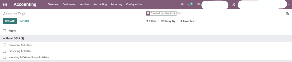 Odoo Account Tags