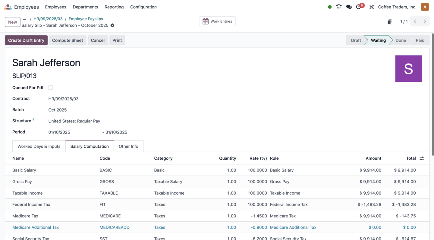 Odoo Payroll Slip