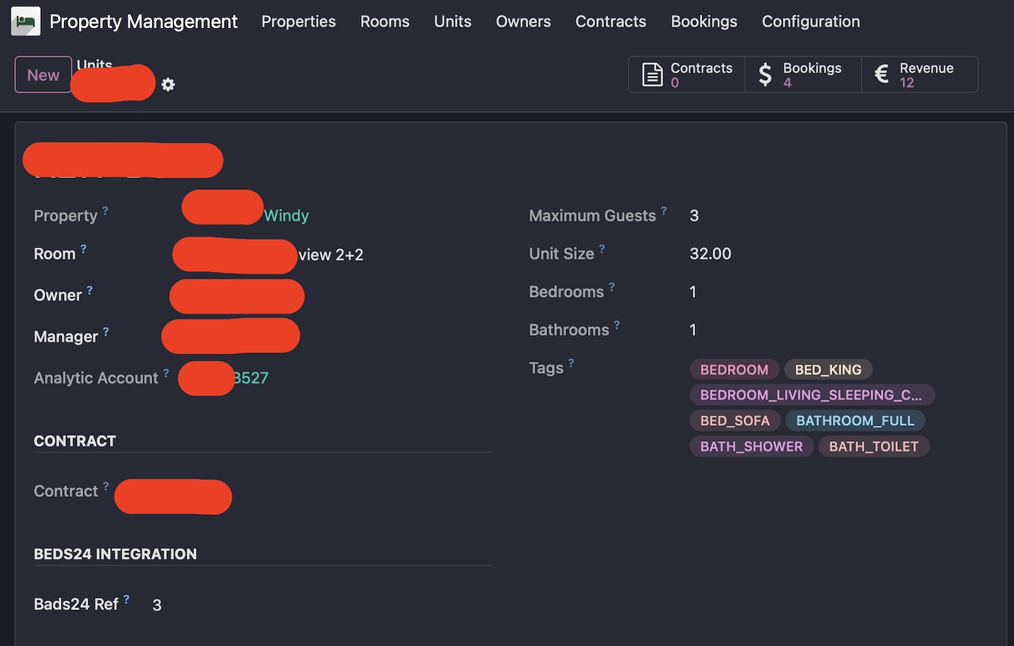 Property Unit Beds24 Odoo Integration